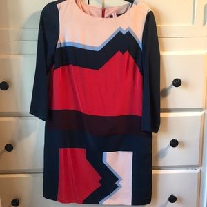 Tibi Navy & Red Print Dress Size 6